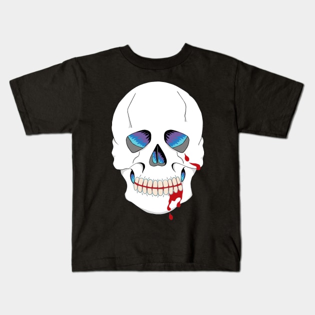 Skull with eyes that dont end Kids T-Shirt by Keatos